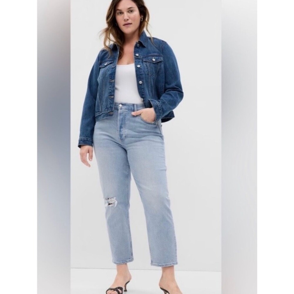 Gap Cheeky Straight High rise ankle Jean Size 16 Lightwash Button fly